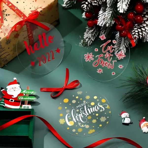 Flat clear acrylic Christmas ornaments-3