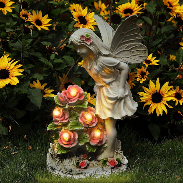 Angel Garden Statue with Light