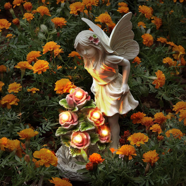 Angel Garden Statue with Light