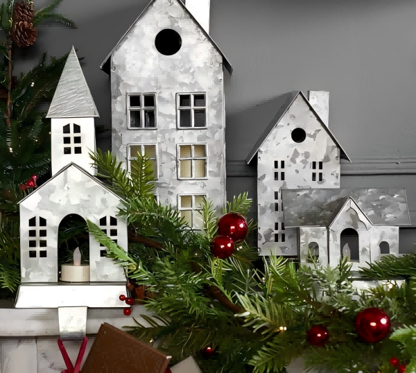 Metal Houses Christmas Decorations