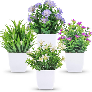 Mini Artificial Plants with Flowers